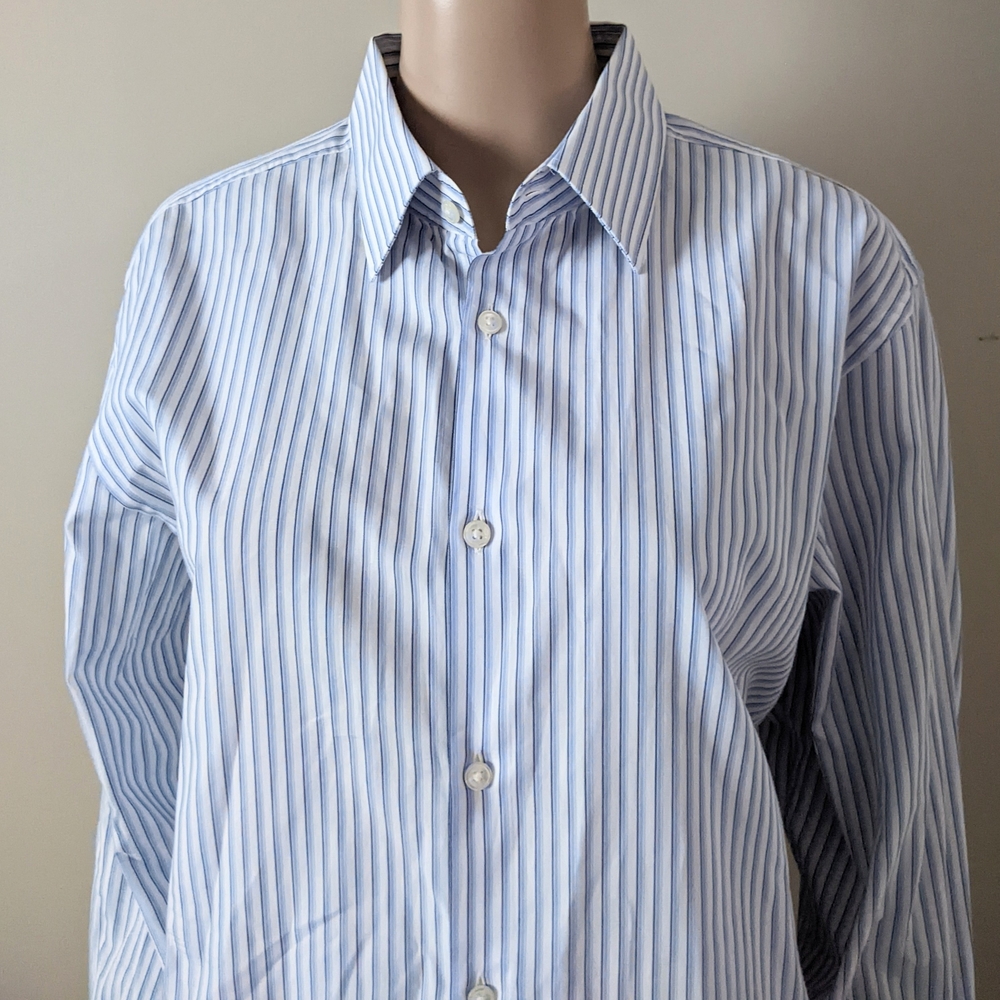 Hugo Boss Light Blue Striped Dress Shirt, Men's 16 1/2 34/35